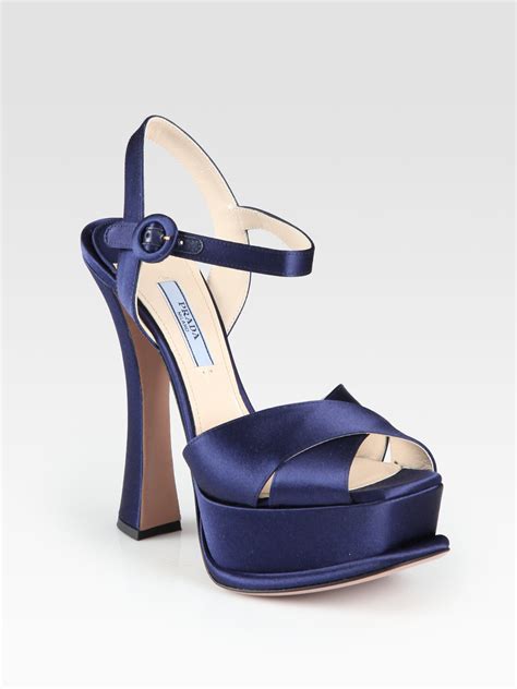 prada satin crisscross platform sandal blue|prada platform sandals.